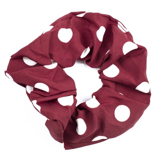 SCRUNCHIES gumička do vlasov s bodkami, ČERVENÁ