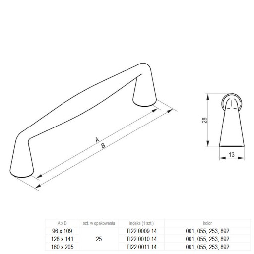 Nábytková úchytka LINEA Rejs 160mm MATNÁ ČIERNA