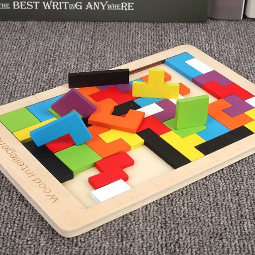 Drevené puzzle Tetris skladačka Montessori hra Tangram puzzle