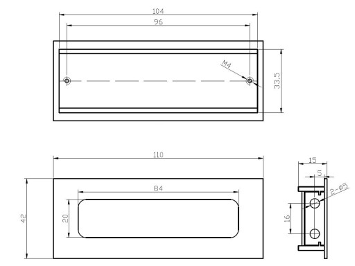 ÚCHYTKA NA ZABUDOVANÝ NÁBYTOK, MAT ČIERNA, loft 110 mm