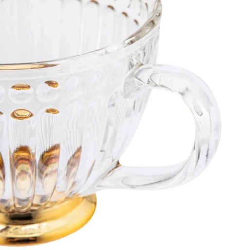 Lily sklenená šálka na kávu a čaj na zlatej nohe, 430 ml