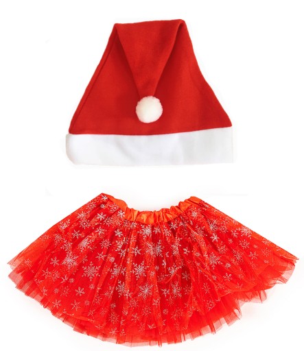 OUTFIT SANTA SANTA, SUKŇA TUTU, ČIAPKA SANTA