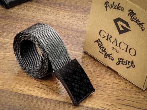 GRACIO Vojenský opasok šedý ZA DARČEK Spona s prackou 125cm