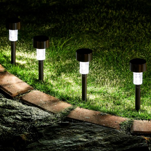 LED SOLÁRNE ČIERNA ZEMNÁ LED ZÁHRADNÁ LAMPA, VRÁŽANÁ, STĹPIKOVÝ OSTÍK