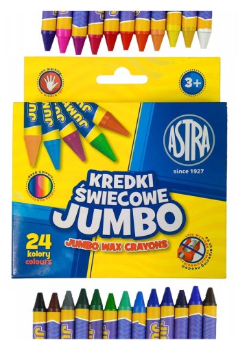 Školské voskovky, 24 farieb, hrubá jumbo Astra