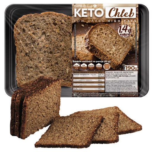 KETO BREAD Celozrnný chlieb - Tuková diéta Výrobky bez cukru