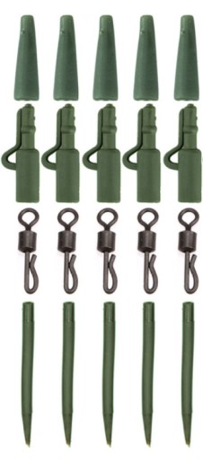 Bezpečný otočný klip na kapry x5 Green Set Quick Connect AV