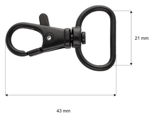 Kovová karabínka na ryby 20/43 mm, matná čierna