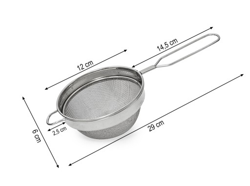 Nerezové kuchynské sitko s rukoväťou, sitko - 12 cm