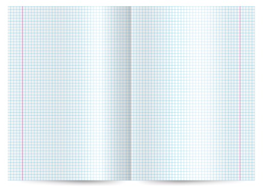 3 x zošit A4, 32 listov, mriežka s okrajom, pre dievča, interprint
