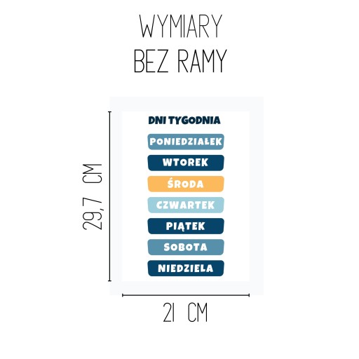 VZDELÁVACÍ PLAGÁT DNI TÝŽDŇA PRE DETI NÁSTENNÝ OBRAZ DO IZBY A4
