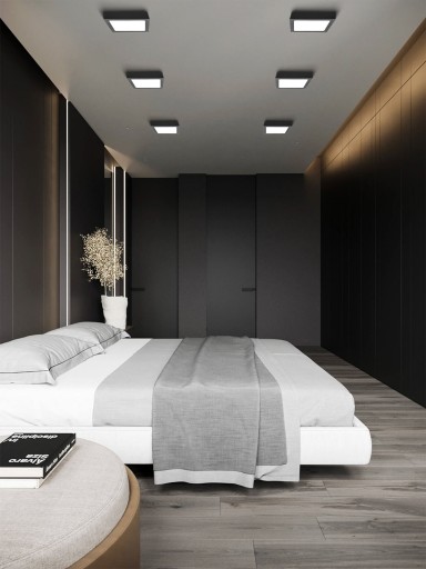 Prisadený LED panel 18W NW čierny 17,5x17,5cm stropné svietidlo Plafon štvorcové