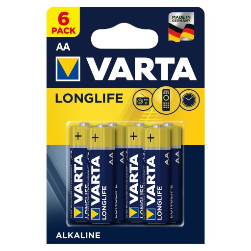 6 kusov alkalická batéria VARTA LR6 1,5V LONGLIFE