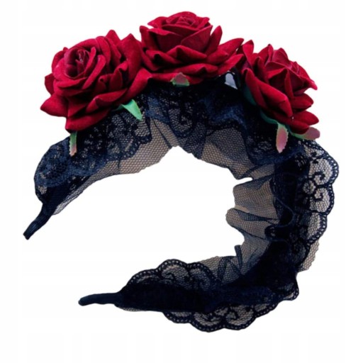 ČELENKA HALLOWEEN ROSE GOTH ČERVENÝ KARNEVAL strašidelný kostým