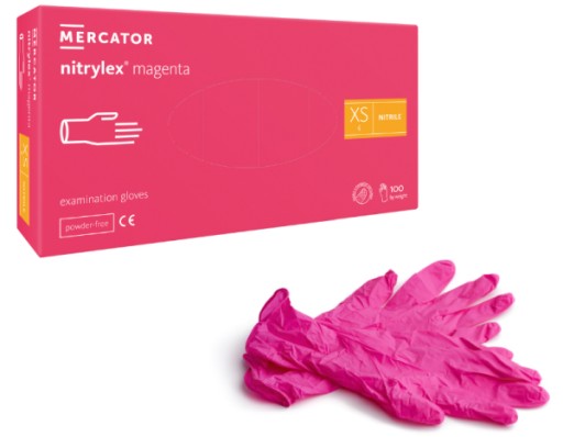 RUŽOVÉ jednorázové rukavice MERCATOR NITRYLEX purpurová AQL 1,5 roka XS