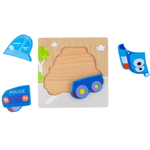 DREVENÉ BLOKY VZDELÁVACIE PUZZZLE POSTAVKY POLICAJTICKÉ AUTO MONTESSORI