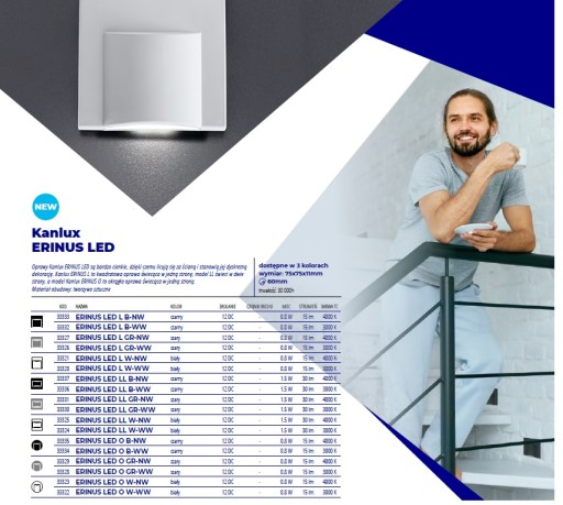 Kanlux ERINUS LED O B-NW schodiskové svietidlo, biele, 12V