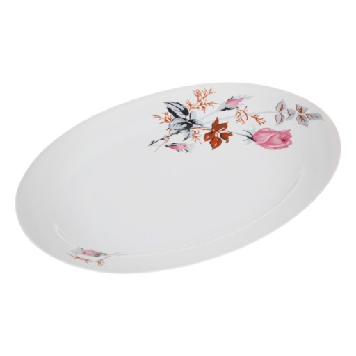Biely porcelánový tanier s dekoráciou, 30 cm ruža KOKO 5372