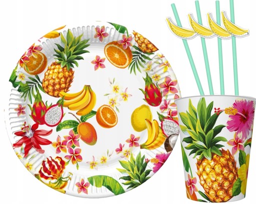 SÚPRAVA hrnčekov a papierových tanierov ALOHA FRUITS 1