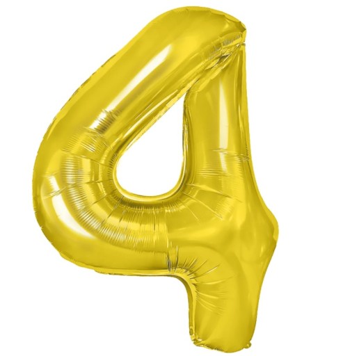 FÓLIOVÝ BALÓN ČÍSLO ŠTYRI 4 ZLATÝ / ZLATÝ 100CM