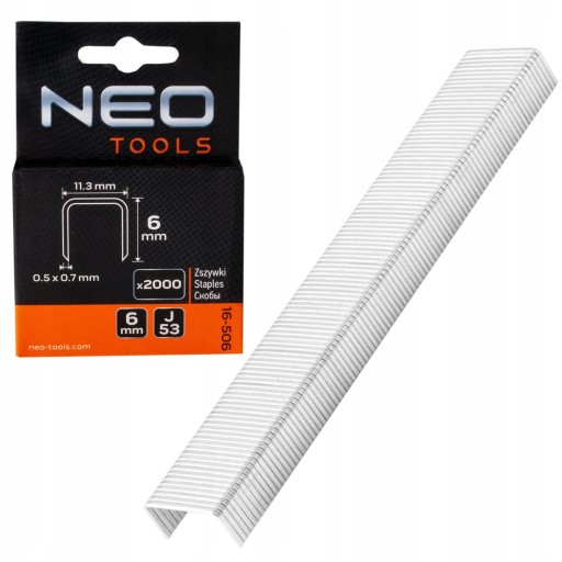 NEO ZOŠÍVAČKY TYP J/53 6 MM 2000 KS 16-506