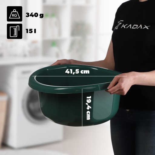 MISKA NA PRÁDLO 15L, KRUHÁ MISKA, ZELENÁ