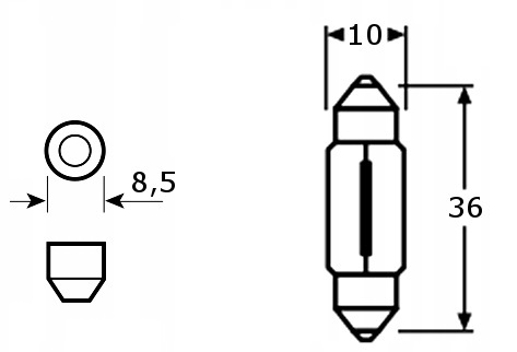 C5W SUPER BIELA XENEONOVÁ ŽIAROVKA 36mm 12V 5W BIELA INTERIÉROVÁ DOSKA 2ks