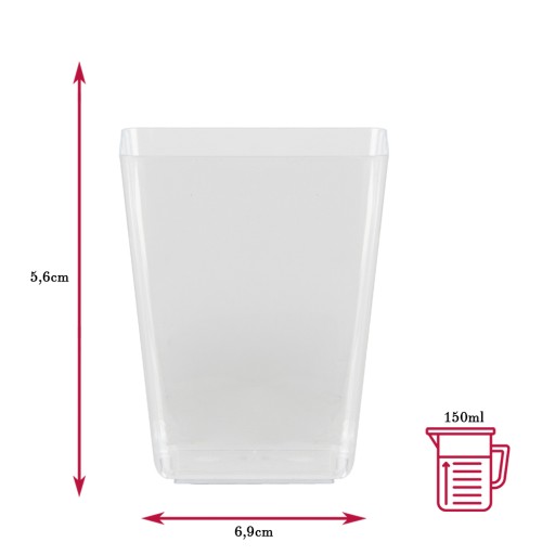 POHÁRKY NÁDOBY NA DEZERTY 150ml 24 ks Štvorcový pohár na občerstvenie