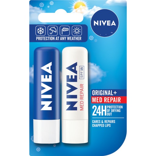 NIVEA Original Care+Med Repair rúže Sada 2 ks