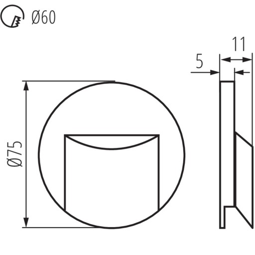 LED svietidlo na schodisko 3000K 15lm CIRCLE BLACK KANLUX
