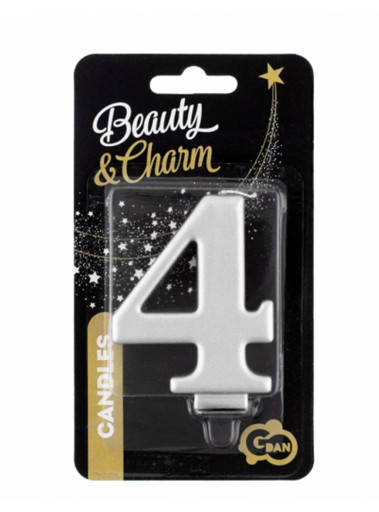 Sviečka Godan Beauty&Charm, číslo 4, strieborná