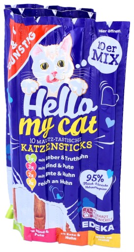Tyčinky pre mačky mix príchutí G&G HELLO MY CAT Tyčinky 10 kusov DE