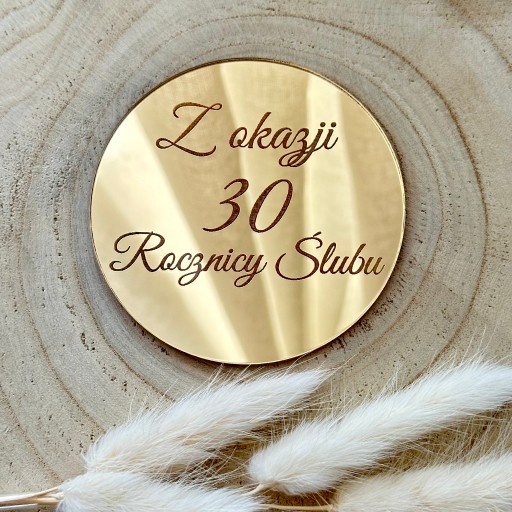 Pri príležitosti 30. výročia svadby Kruh s gravírovaním 8cm plexisklo zlaté zrkadlo