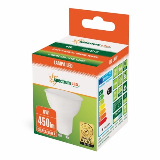 6W LED žiarovka - GU10 - TEPLÁ farba 3000k - 450lm