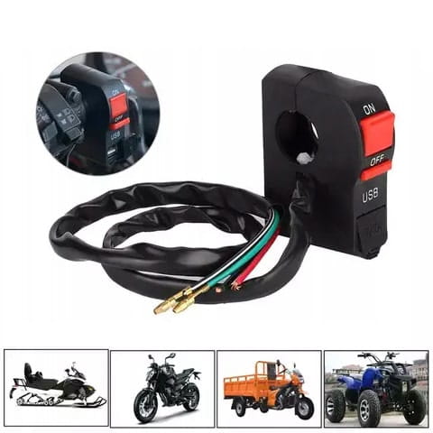 ZAPNÚŤ SVETLO ZAPNUTIE VYPNÚŤ MOTOCYKLOVÝ MOTOR QUAD s USB VSTUPOM