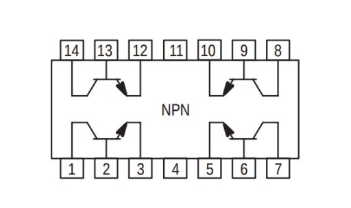 4x NPN tranzistor: 1A/40V, DIP14 MPQ3725