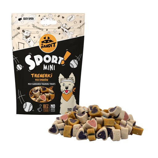 Cvičiteľské maškrty, maškrty, mix chutí, Mr. Bandit Sport Mini 150g