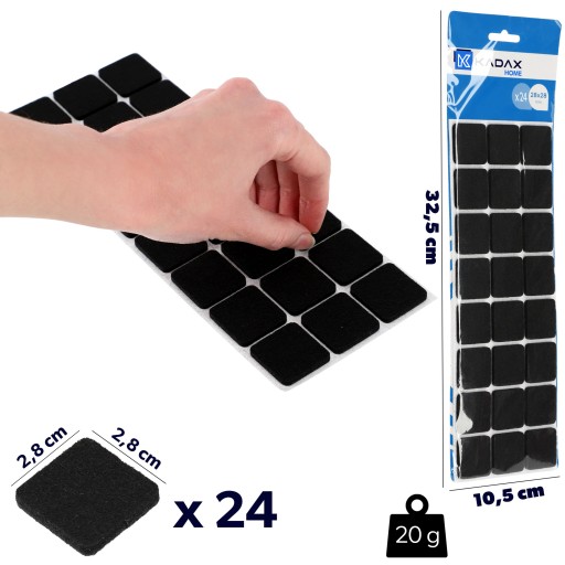 24x PLSTENÉ PODLOŽKY NA NÁBYTOK A STOLIČKY, SAMOLEPIACI, HRUBÝ SET