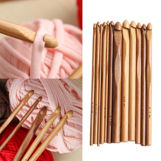 HÁČIČE Súprava 12 ks BAMBOO ECO háčikov na háčkovanie 10 mm