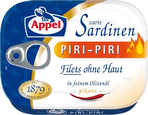 Sardinky v olivovom oleji a piri piri 100g Appel
