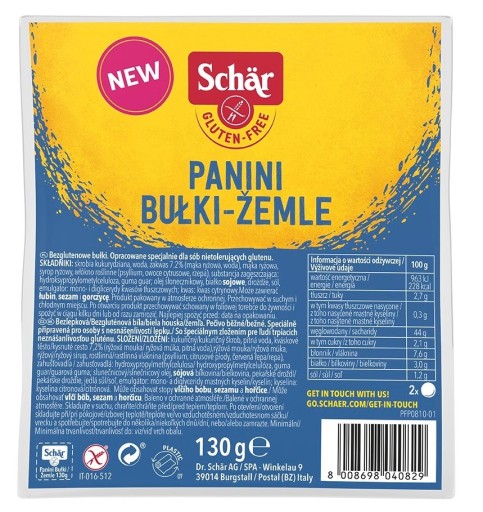 SCHAR Bezlepkové Panini rolky (130g)
