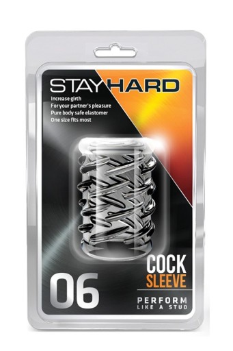 Transparentný návlek na penis STAY HARD COCK 06 s TPE Blush cvočkami