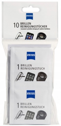 ZEISS VLHČENÉ Utierky ČISTIACE Utierky na okuliare 10 kusov