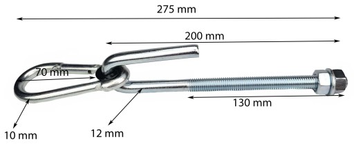 HÁČKOVÝ HÁK S KARABÍNOU M12X200