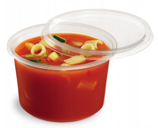 Okrúhla PP nádoba s vrchnákom, 350 ml, 50 ks