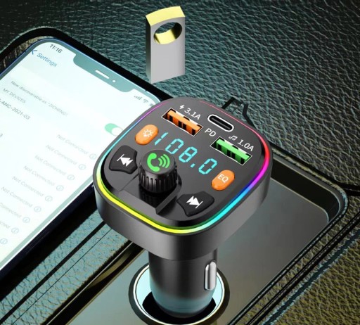 FM VYSIELAČ BLUETOOTH LED RGB MP3 SD BT FAST PD NABÍJAČKA 2xUSB QC 3.0