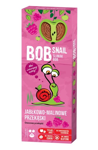 BOB SNAIL BEZCUKRU snack slimák jablko malina 30g. pre deti
