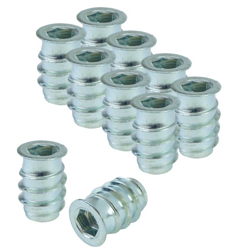 10x M6 x 18 mm nástrčná vložka, nábytková vložka do dreva, s imbusovým kľúčom 6