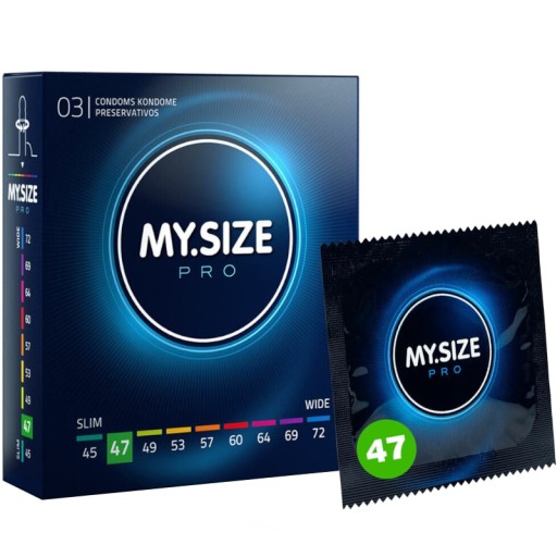 MY.SIZE Pro CONDOMS 47 mm zvlhčené, tesne priliehajúce, 3 ks.