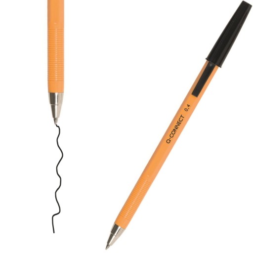 BALLPOINT BLACK tradičný Q-CONNECT 0,4mm klasický s uzáverom 1400m